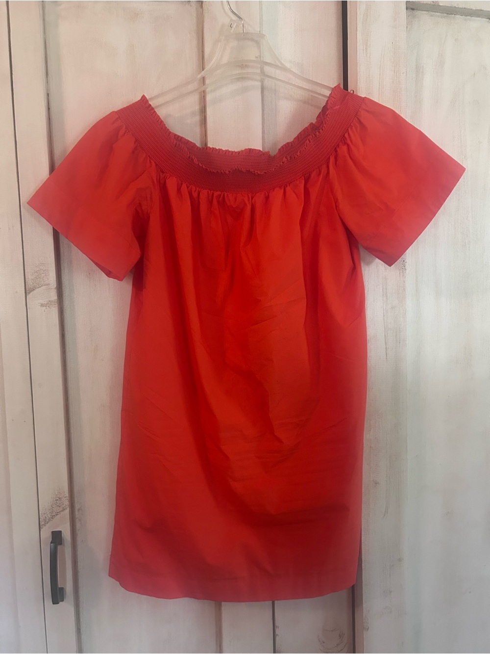 J. Crew Vibrant Orange Off-the-Shoulder Short Sleeve Tunic Top